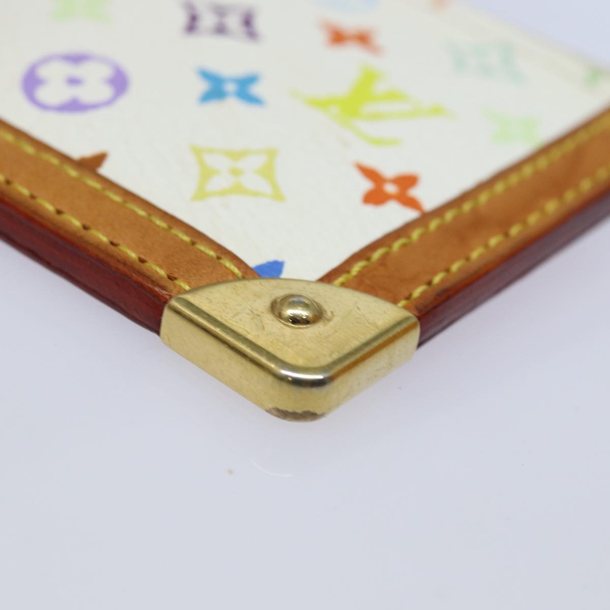 LOUIS VUITTON Monogram Multicolor Pochette Cles Purse White M92655 Auth 83861