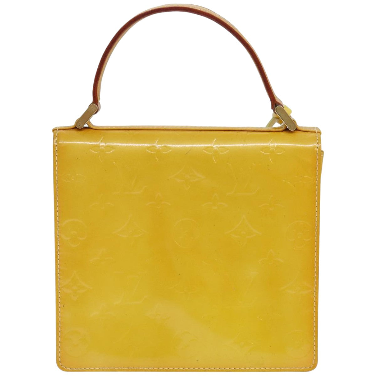 LOUIS VUITTON Monogram Vernis Spring Street Bag Lime Yellow M91068 Auth 83865