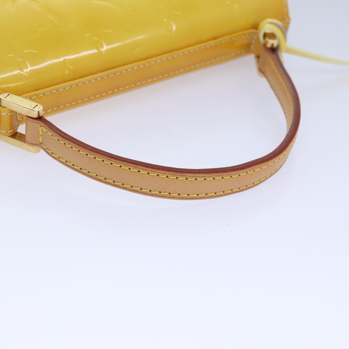 LOUIS VUITTON Monogram Vernis Spring Street Bag Lime Yellow M91068 Auth 83865