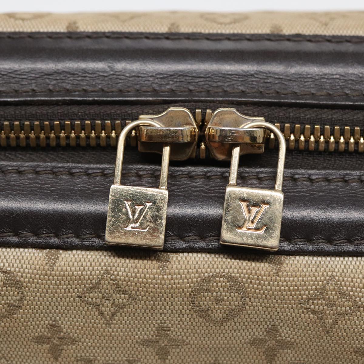 LOUIS VUITTON Monogram Mini Josephine PM Hand Bag Khaki M92215 LV Auth 83921