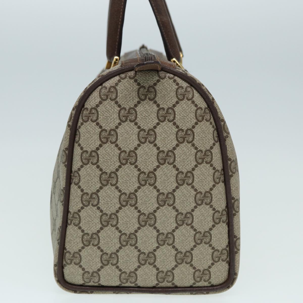 GUCCI GG Supreme Web Sherry Line Boston Bag Beige Red Green Auth 83924