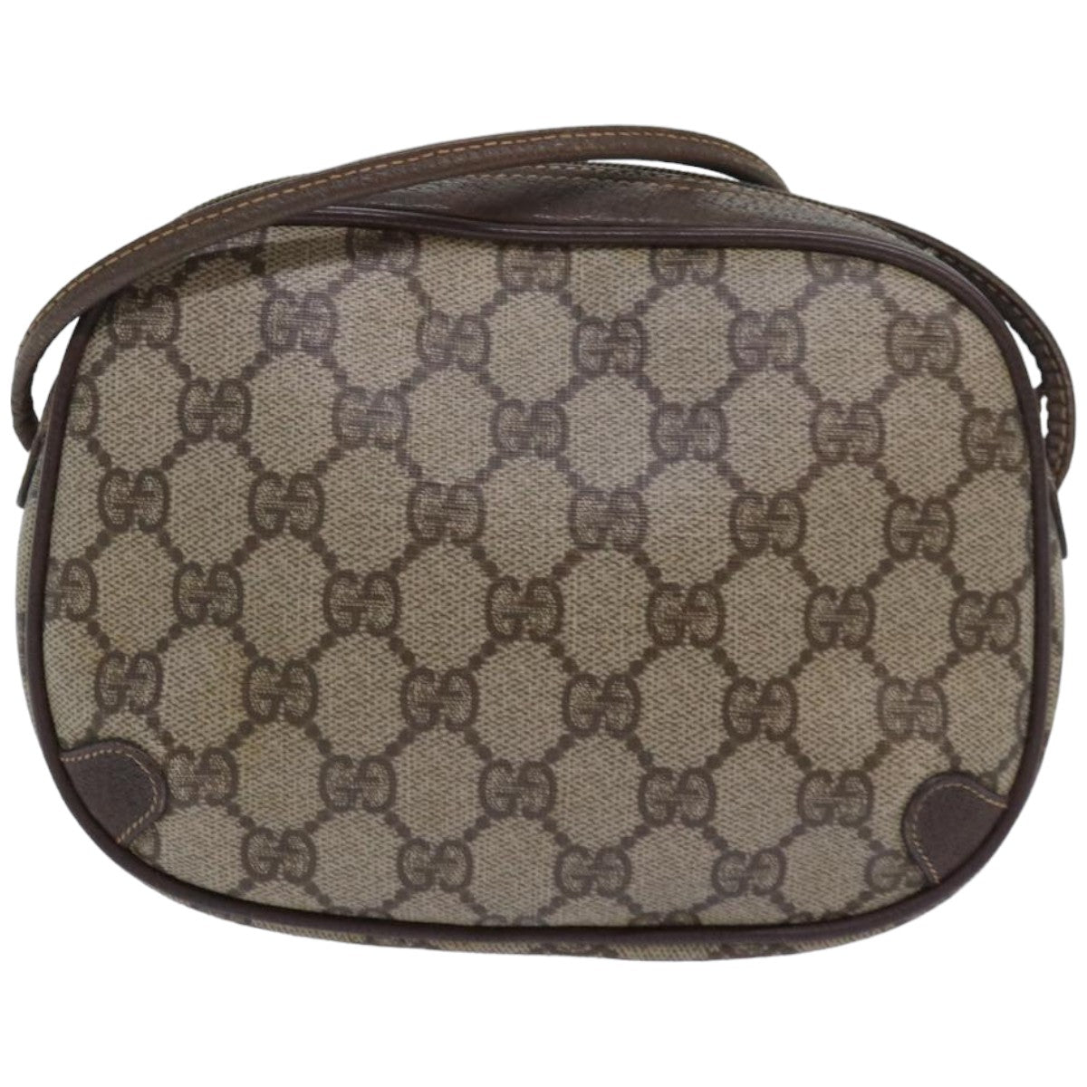 GUCCI GG Supreme Web Sherry Line Shoulder Bag PVC Beige 156 02 066 Auth 83926