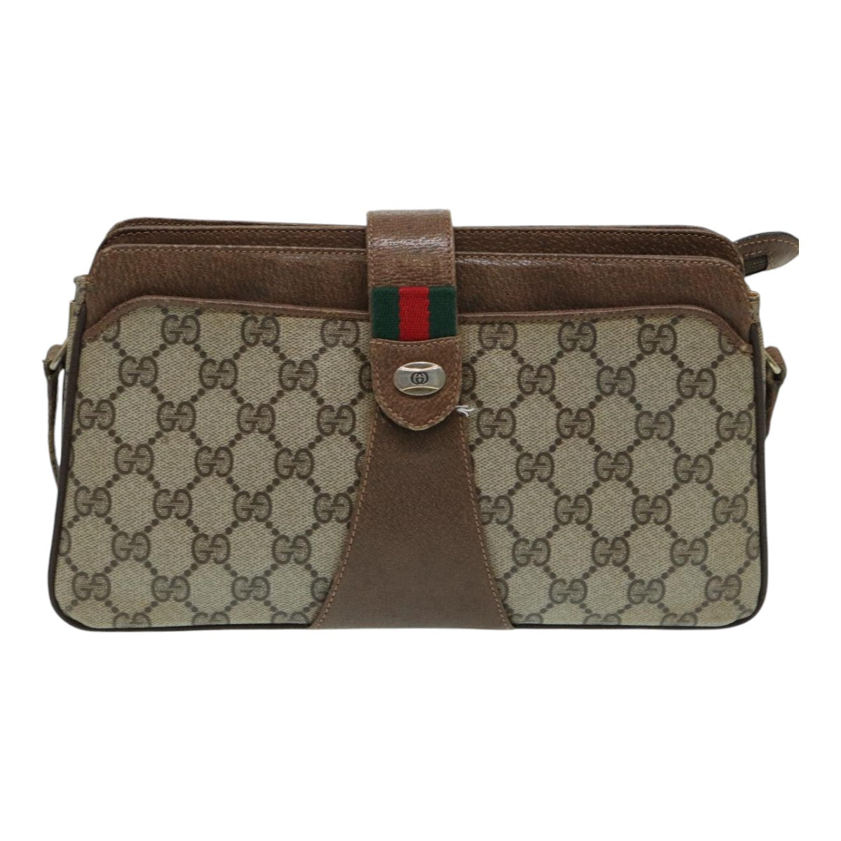 GUCCI GG Supreme Web Sherry Line Shoulder Bag PVC Beige 904 02 029 Auth 83927