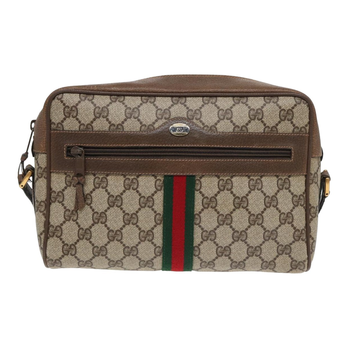 GUCCI GG Supreme Web Sherry Line Shoulder Bag PVC Beige 68 02 005 Auth 83928