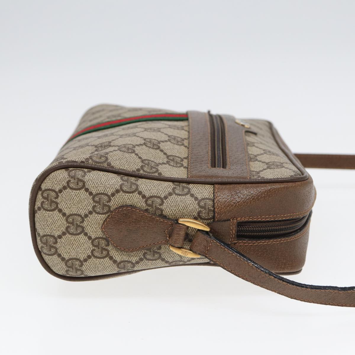 GUCCI GG Supreme Web Sherry Line Shoulder Bag PVC Beige 68 02 005 Auth 83928