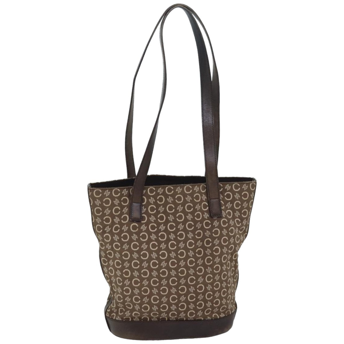 CELINE C Macadam Canvas Tote Bag Brown Auth 83929