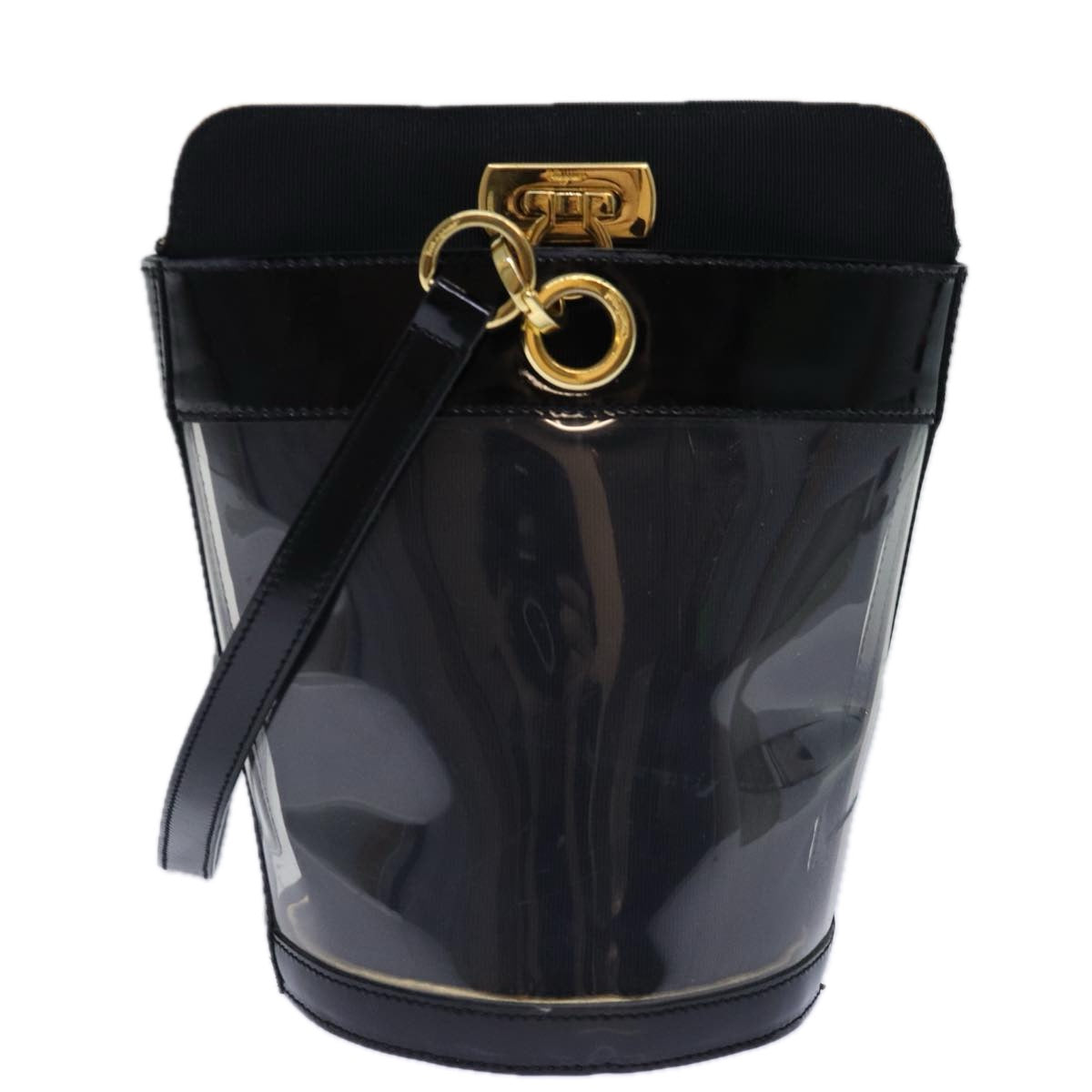 Salvatore Ferragamo Gancini Shoulder Bag Vinyl Black Auth 83932 - 0