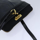 Salvatore Ferragamo Gancini Shoulder Bag Vinyl Black Auth 83932-6
