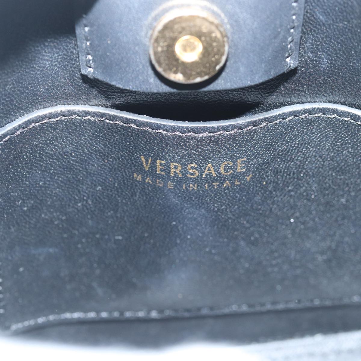 VERSACE Hand Bag Leather 2way Black Auth 83933