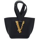 VERSACE Hand Bag Leather 2way Black Auth 83933-13