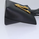 VERSACE Hand Bag Leather 2way Black Auth 83933-3