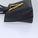 VERSACE Hand Bag Leather 2way Black Auth 83933-4