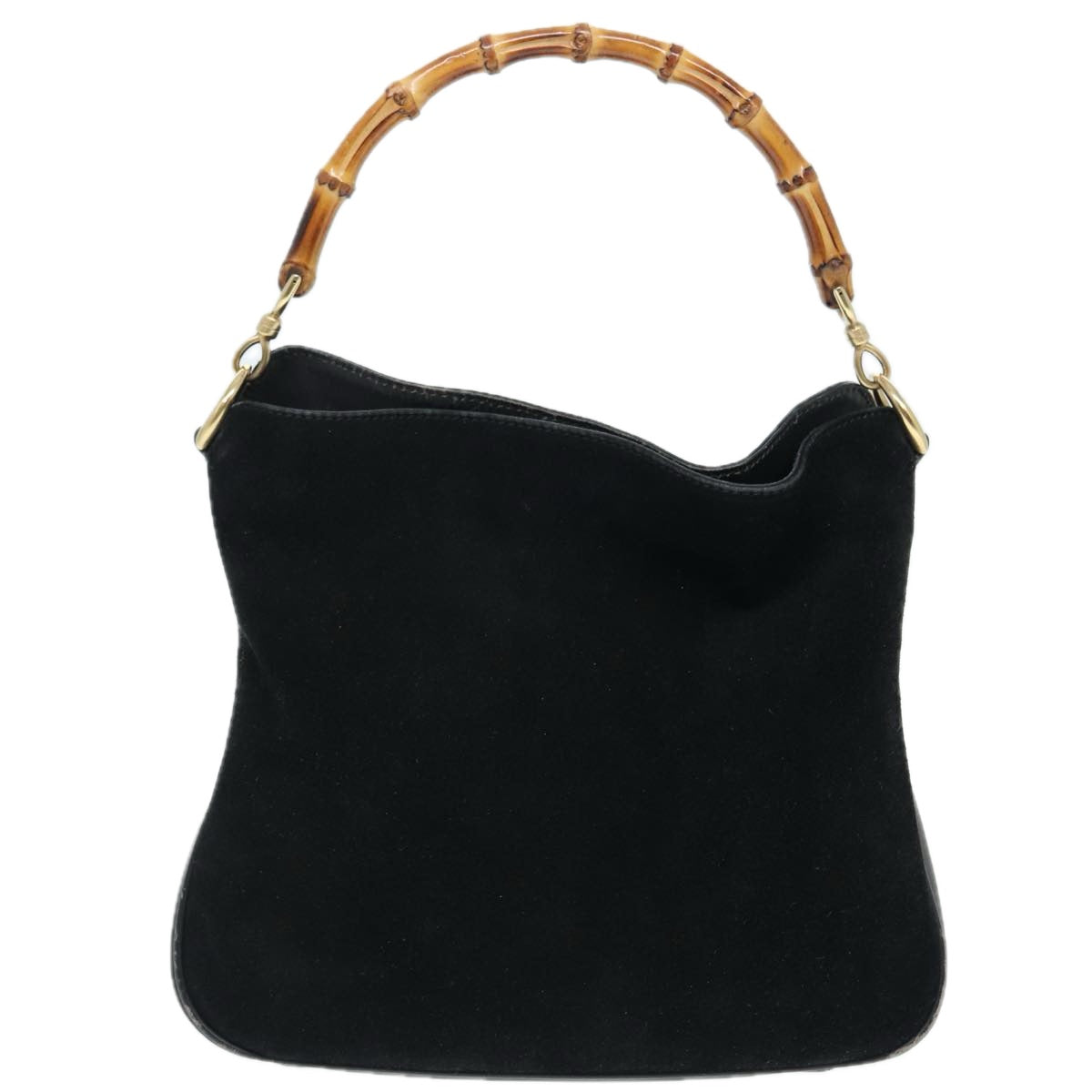 GUCCI Bamboo Shoulder Bag Suede Black 001 2404 1638 Auth 83939