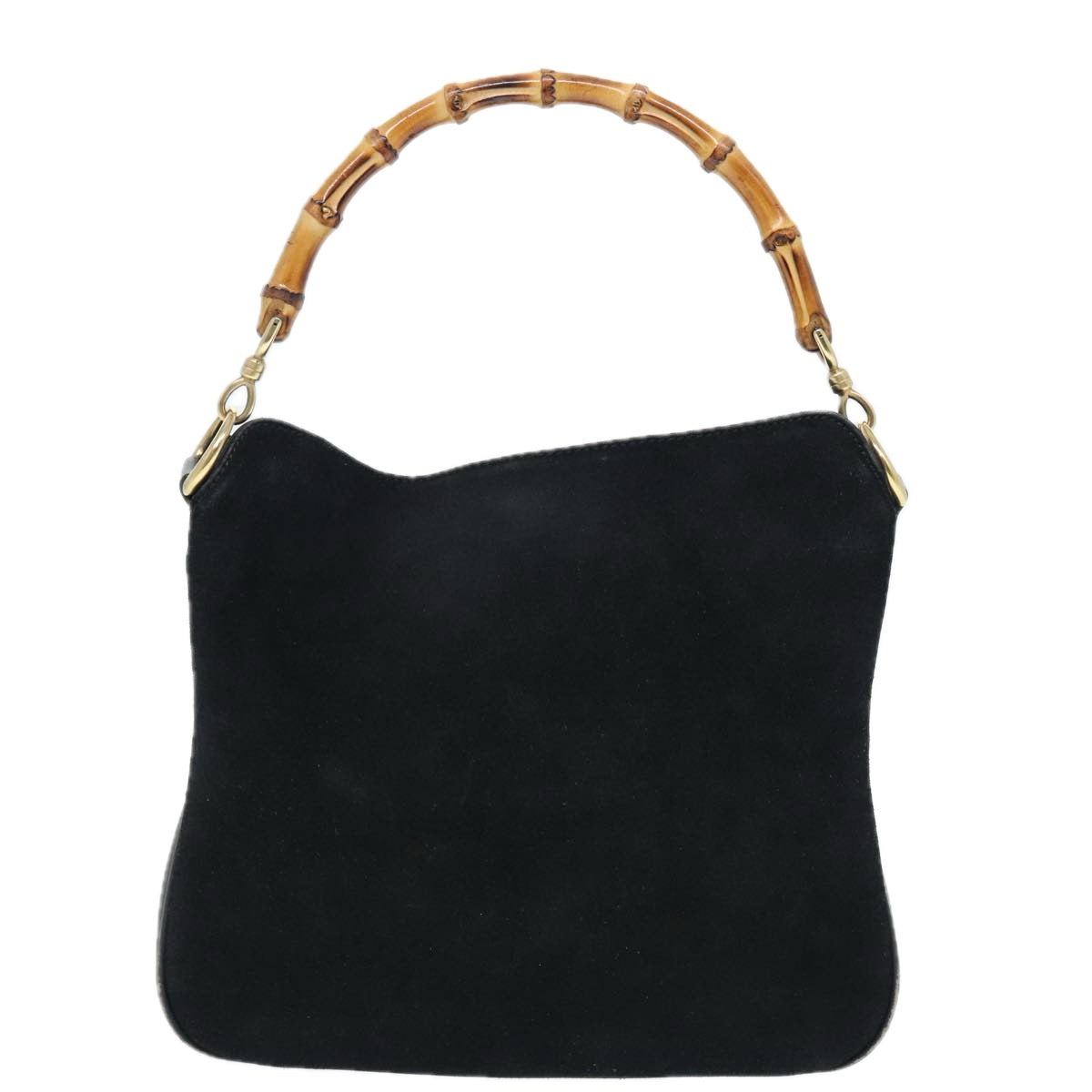 GUCCI Bamboo Shoulder Bag Suede Black 001 2404 1638 Auth 83939