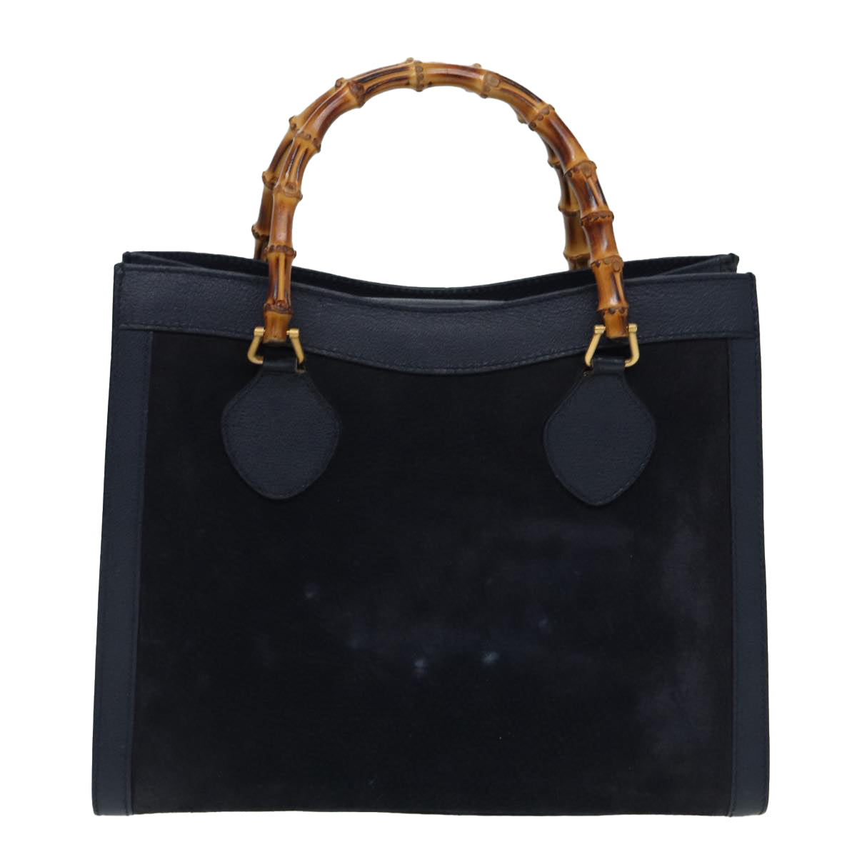 GUCCI Bamboo Hand Bag Suede Leather Navy Auth 83943 - 0