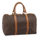 CELINE Macadam Canvas Boston Bag PVC Leather Brown Auth 83945-1