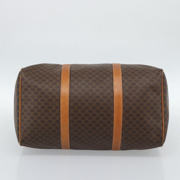 CELINE Macadam Canvas Boston Bag PVC Leather Brown Auth 83945