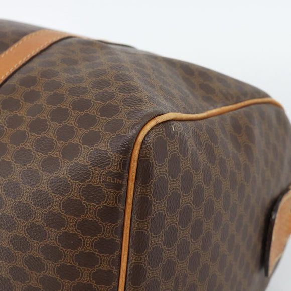 CELINE Macadam Canvas Boston Bag PVC Leather Brown Auth 83945