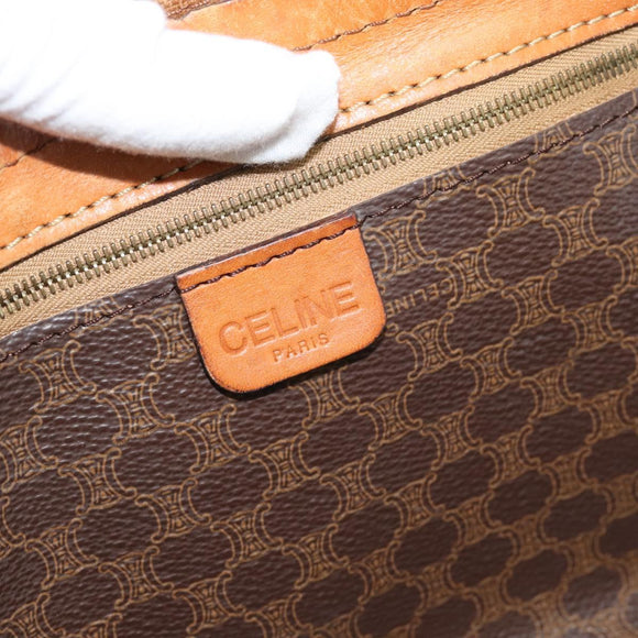 CELINE Macadam Canvas Boston Bag PVC Leather Brown Auth 83945