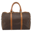 CELINE Macadam Canvas Boston Bag PVC Leather Brown Auth 83945-13