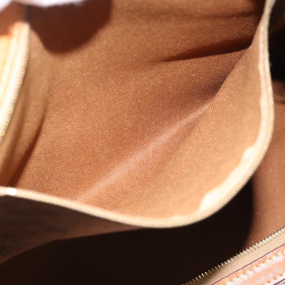 CELINE Macadam Canvas Boston Bag PVC Leather Brown Auth 83945