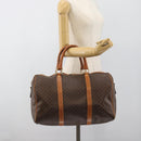 CELINE Macadam Canvas Boston Bag PVC Leather Brown Auth 83945-24
