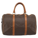 CELINE Macadam Canvas Boston Bag PVC Leather Brown Auth 83945-2