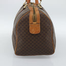 CELINE Macadam Canvas Boston Bag PVC Leather Brown Auth 83945-4