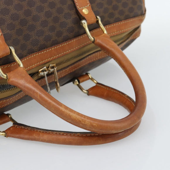 CELINE Macadam Canvas Boston Bag PVC Leather Brown Auth 83945