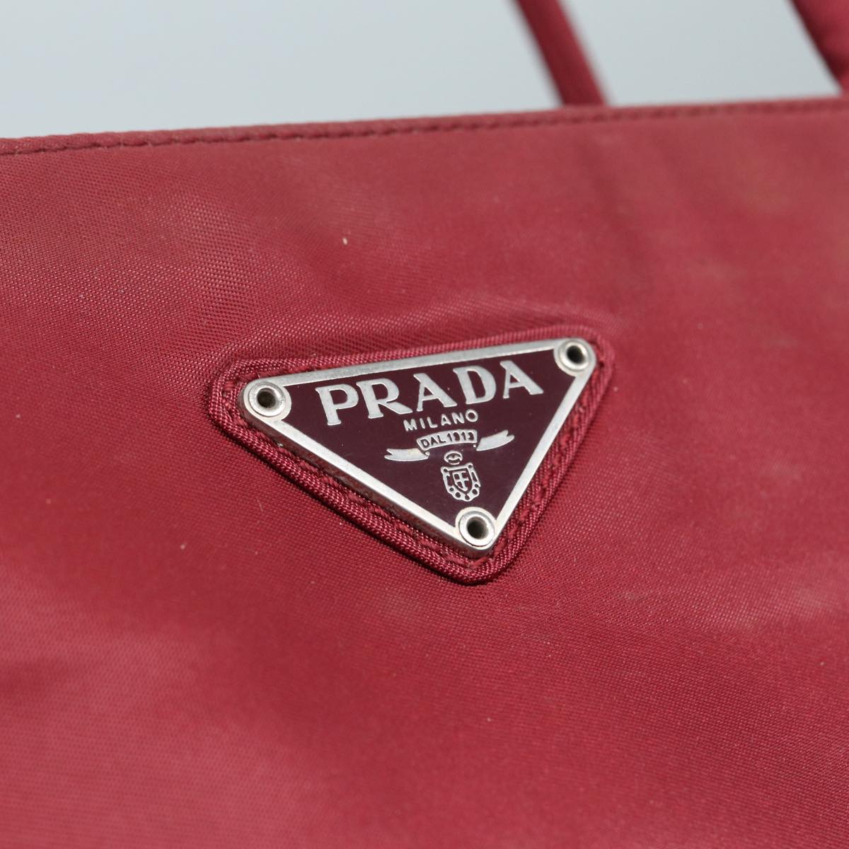 PRADA Hand Bag Nylon Red Auth 83951