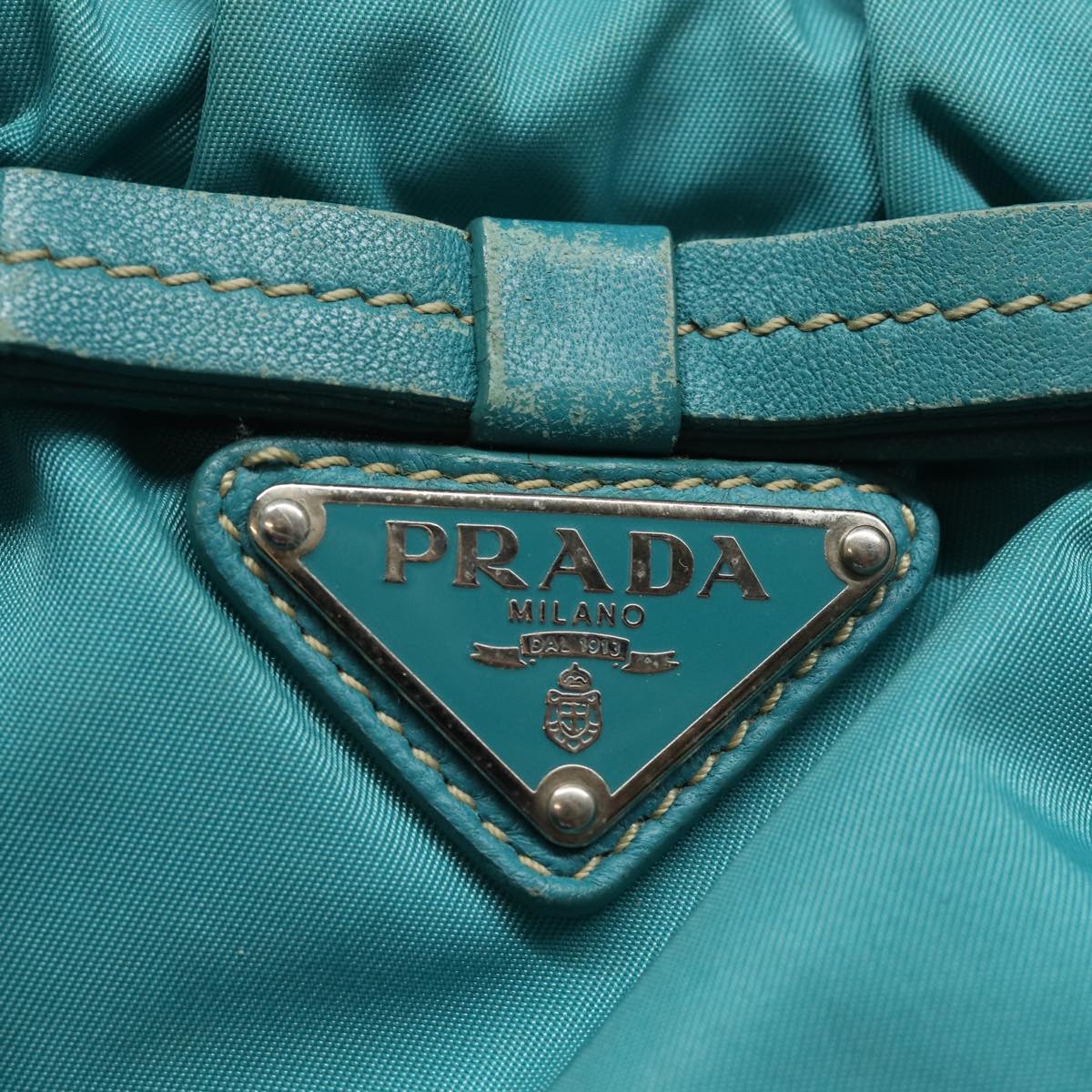 PRADA Hand Bag Nylon 2way Turquoise Blue Auth 83957