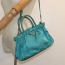 PRADA Hand Bag Nylon 2way Turquoise Blue Auth 83957-25