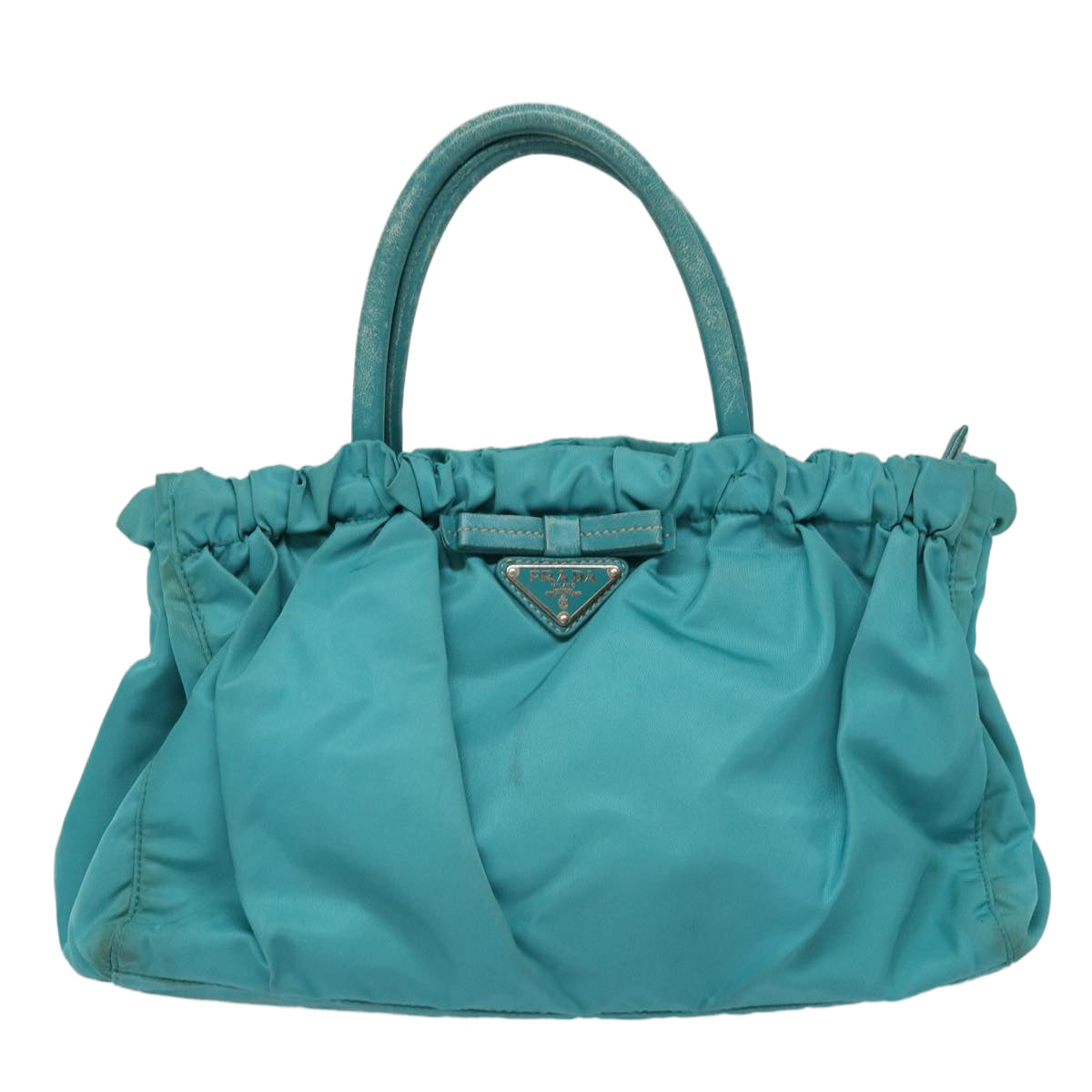 PRADA Hand Bag Nylon 2way Turquoise Blue Auth 83957 - 0