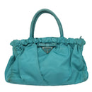 PRADA Hand Bag Nylon 2way Turquoise Blue Auth 83957-13