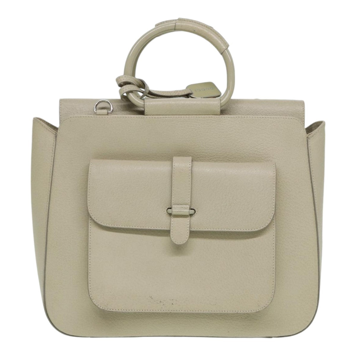 GUCCI Hand Bag Leather White 000 2058 0307 5 Auth 83960