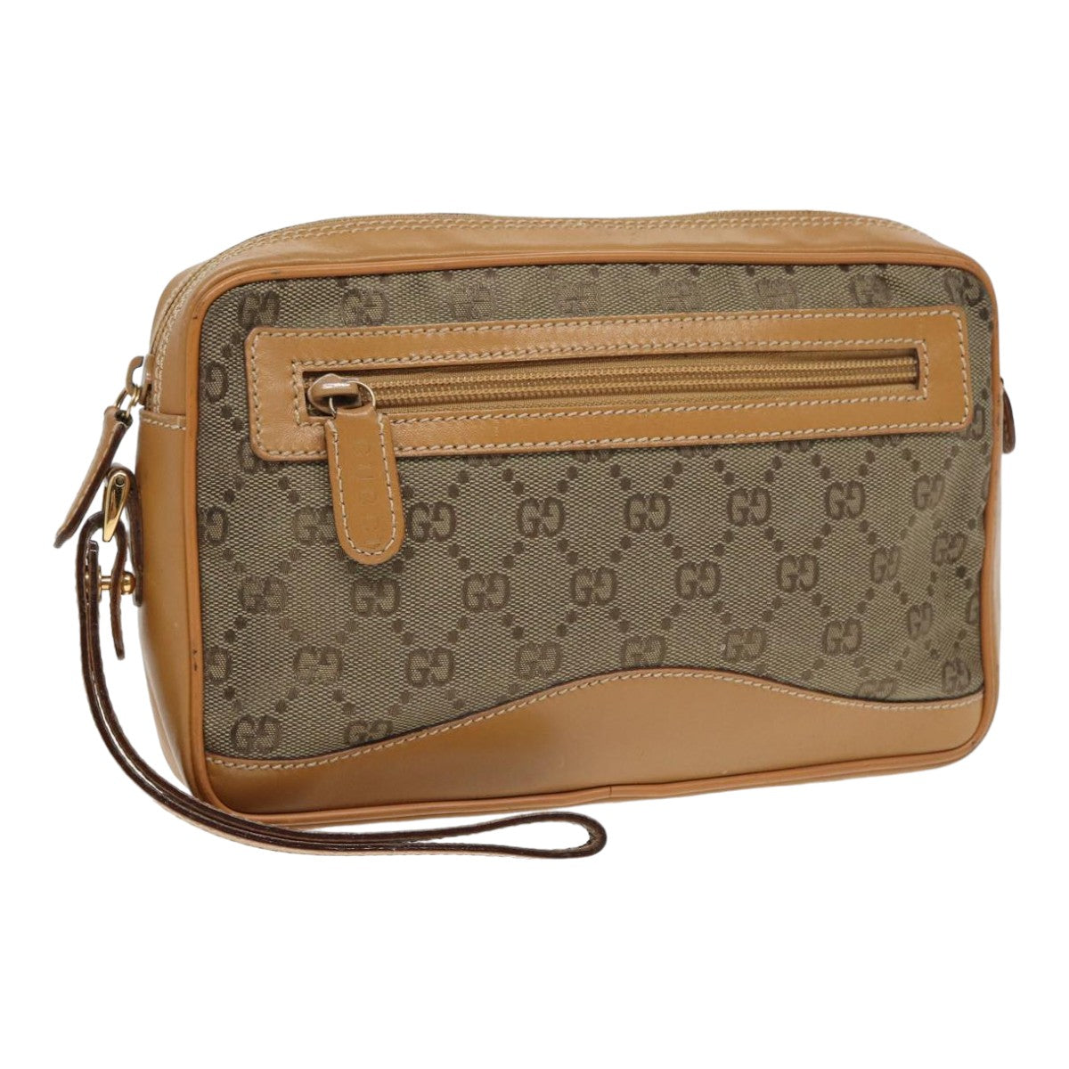 GUCCI GG Canvas Clutch Bag Beige 018 3754 3642 Auth 83962