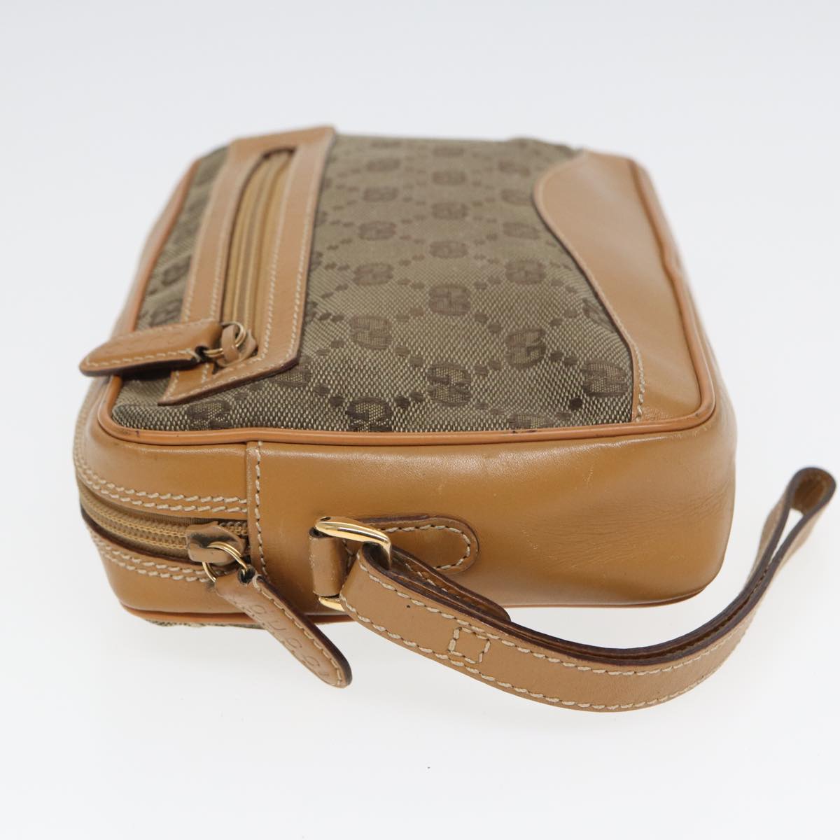 GUCCI GG Canvas Clutch Bag Beige 018 3754 3642 Auth 83962