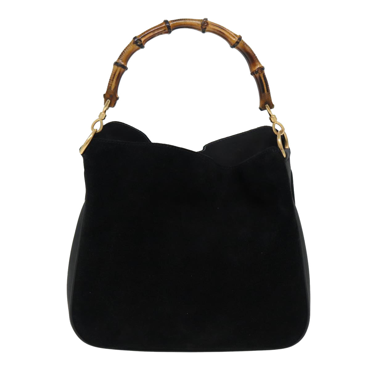 GUCCI Bamboo Hand Bag Suede Black 001 3754 1638 Auth 83964