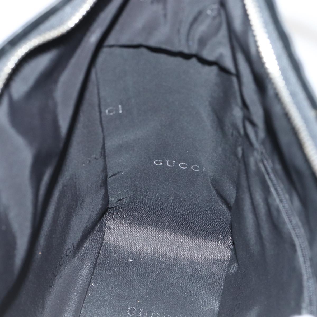 GUCCI Shoulder Bag Leather Black Silver 001 3766 3444 Auth 83972