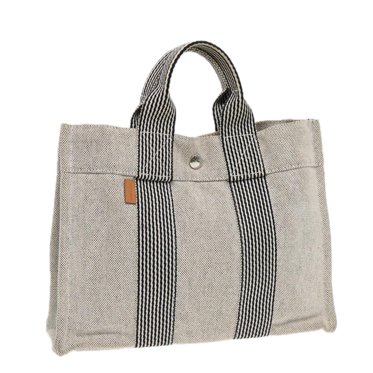 HERMES New Fourre Tout PM Tote Bag Canvas Gray Silver Auth 83989