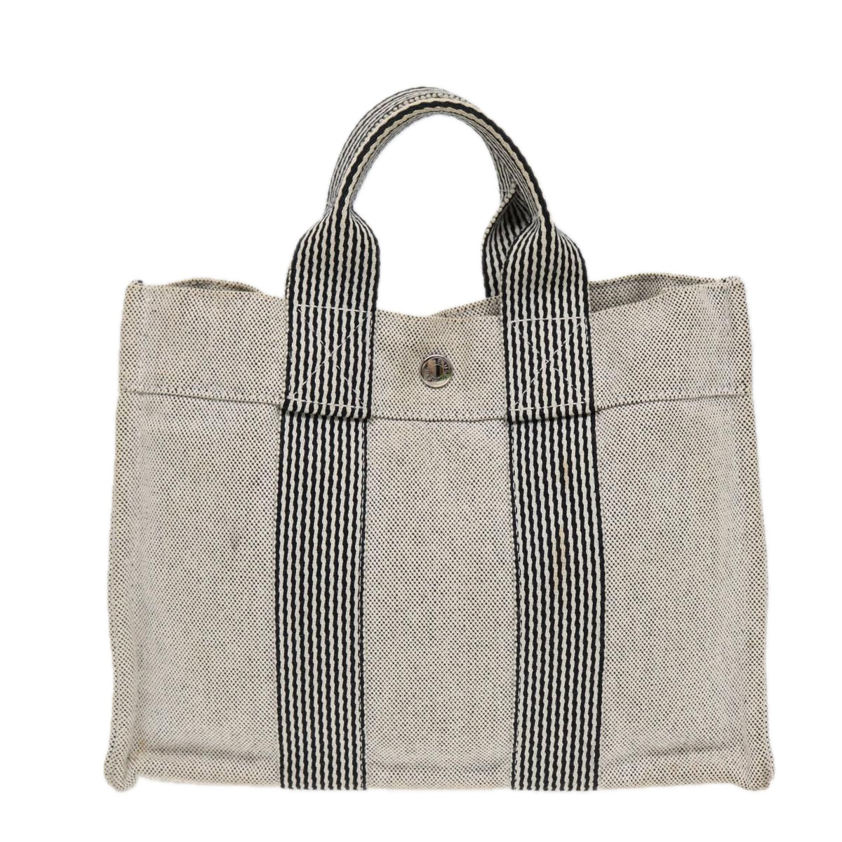 HERMES New Fourre Tout PM Tote Bag Canvas Gray Silver Auth 83989 - 0