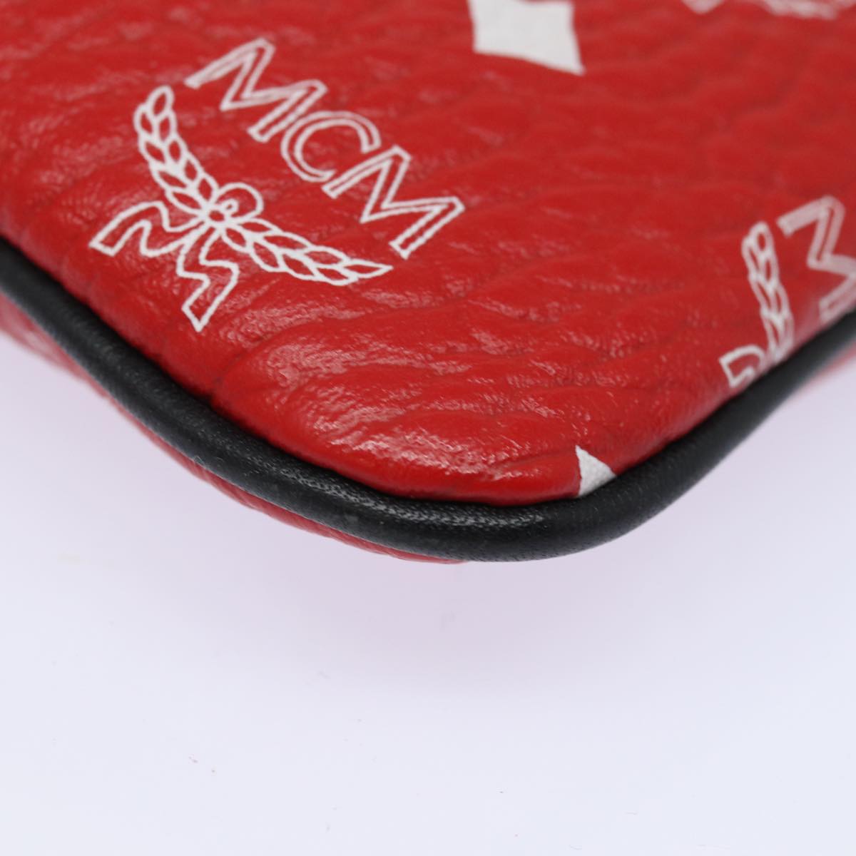 MCM Vicetos Logogram Clutch Bag PVC Red Auth 83991