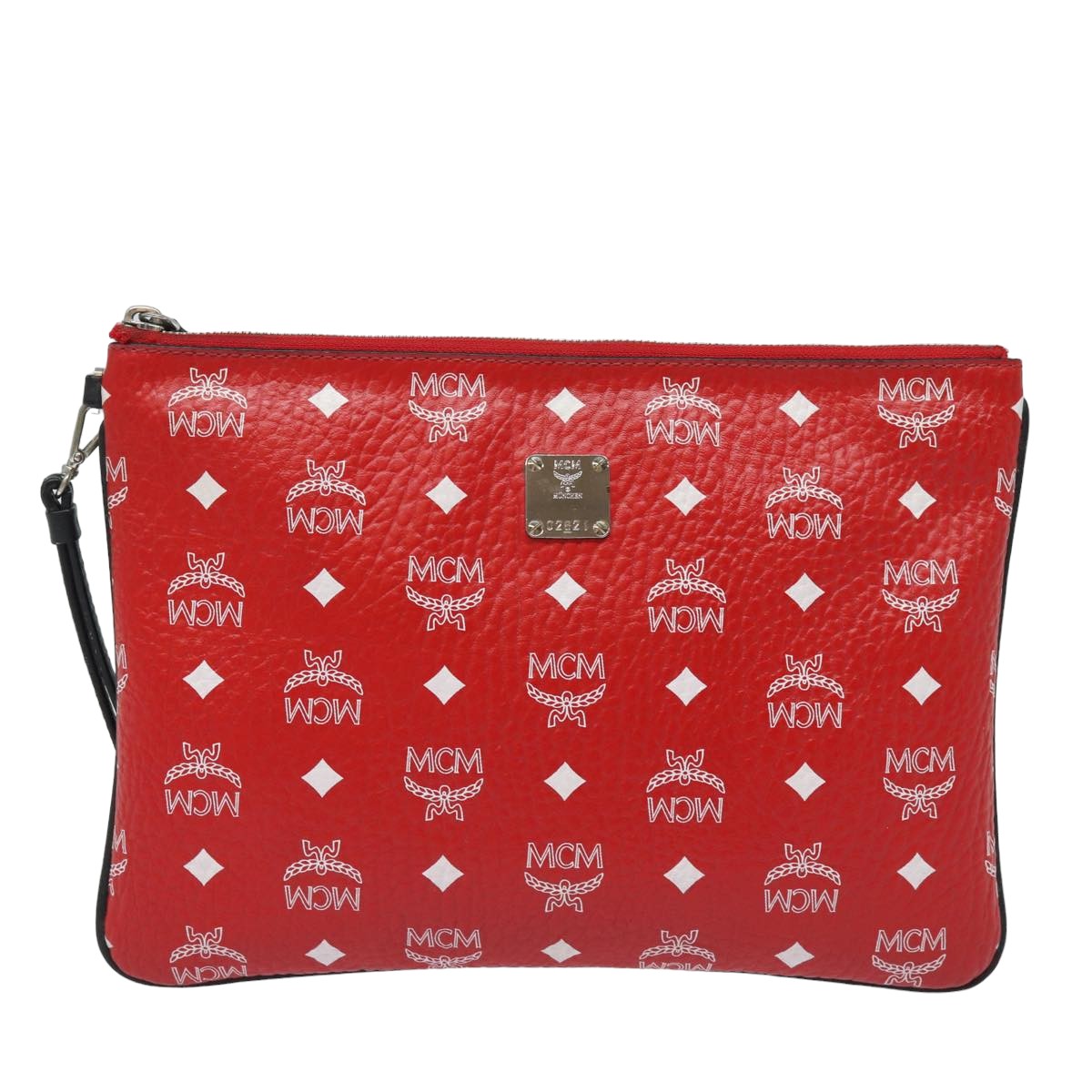 MCM Vicetos Logogram Clutch Bag PVC Red Auth 83991 - 0