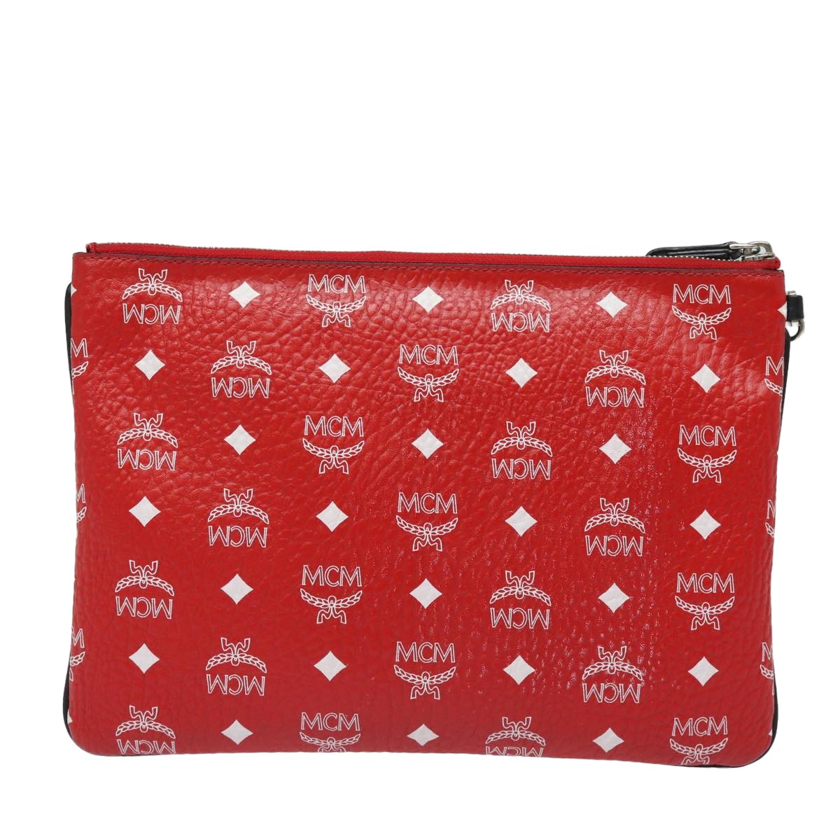 MCM Vicetos Logogram Clutch Bag PVC Red Auth 83991