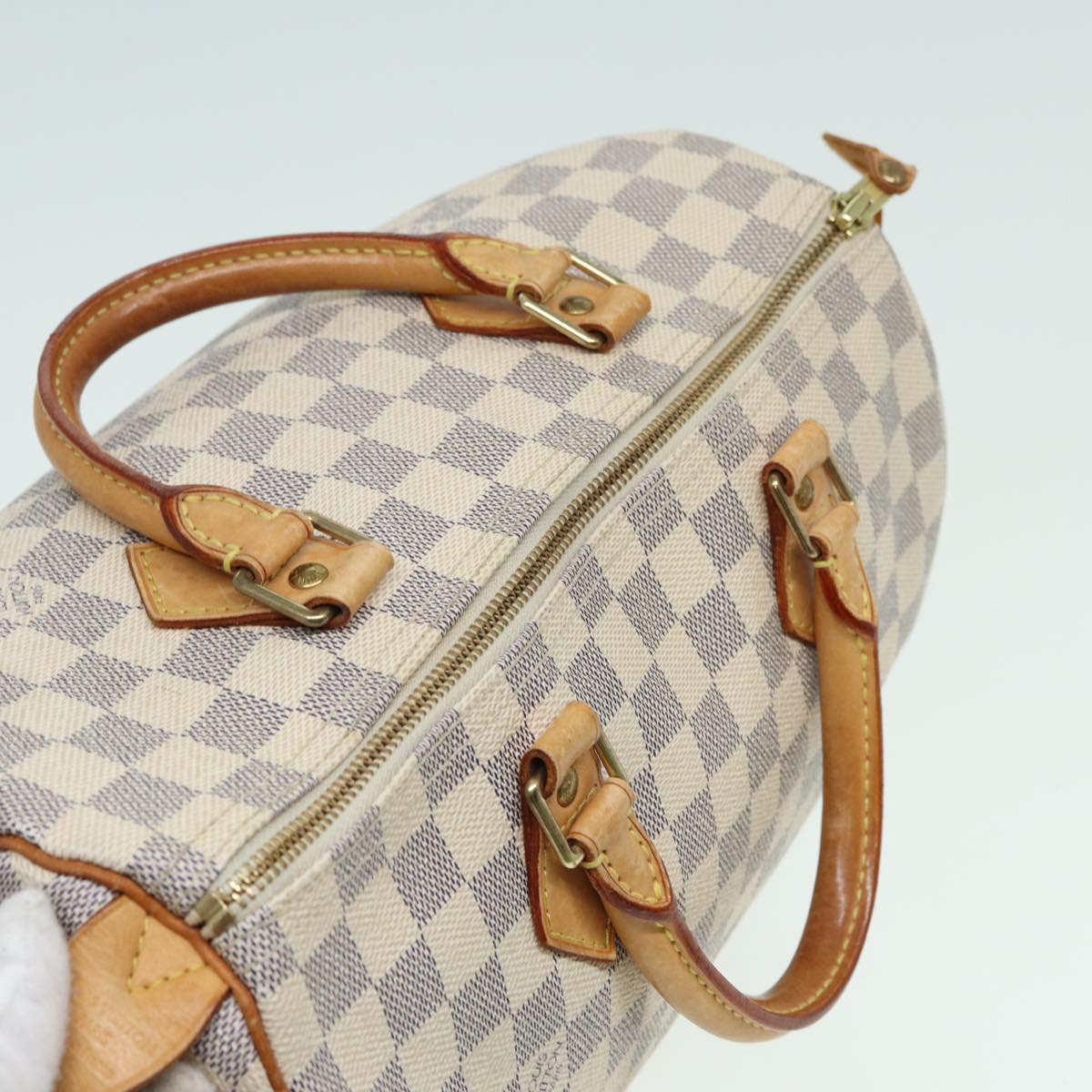 LOUIS VUITTON Damier Azur Speedy 30 Hand Bag N41533 LV Auth 83992