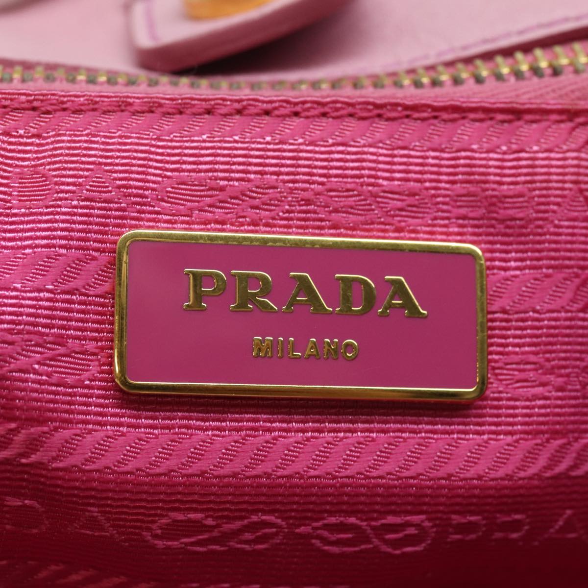 PRADA ribbon Hand Bag Nylon Pink Auth 84004