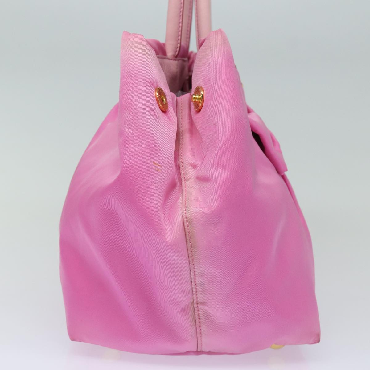 PRADA ribbon Hand Bag Nylon Pink Auth 84004