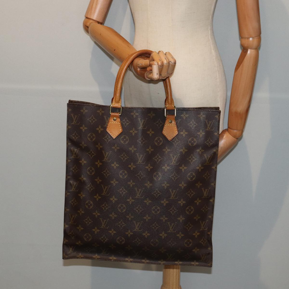 LOUIS VUITTON Monogram Sac Plat Hand Bag M51140 LV Auth 84016