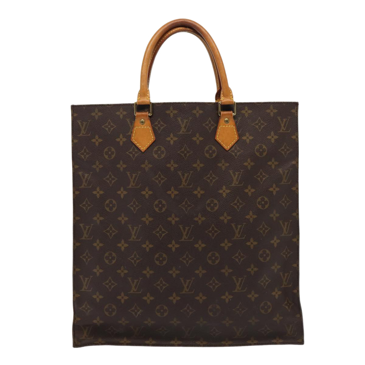 LOUIS VUITTON Monogram Sac Plat Hand Bag M51140 LV Auth 84016