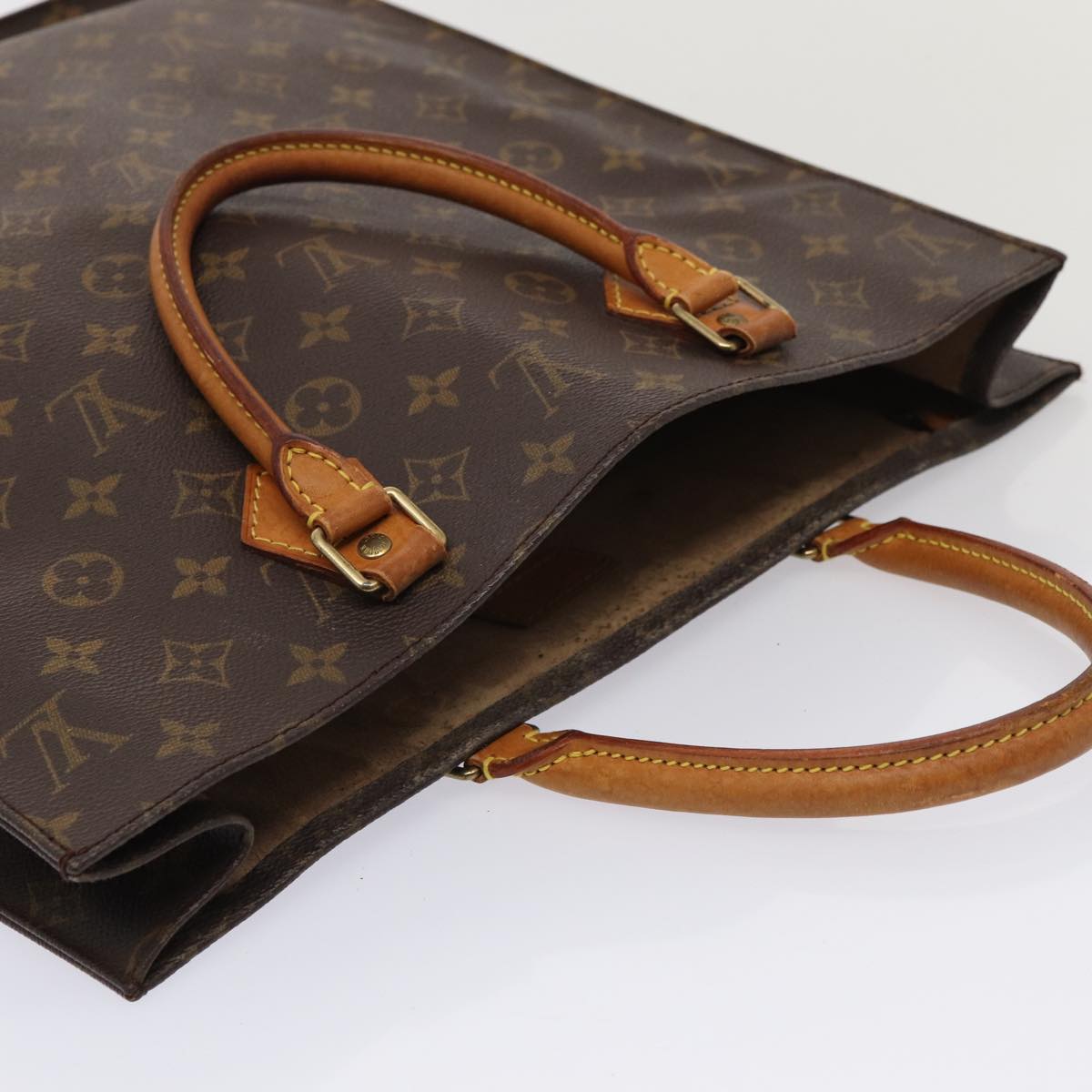 LOUIS VUITTON Monogram Sac Plat Hand Bag M51140 LV Auth 84016